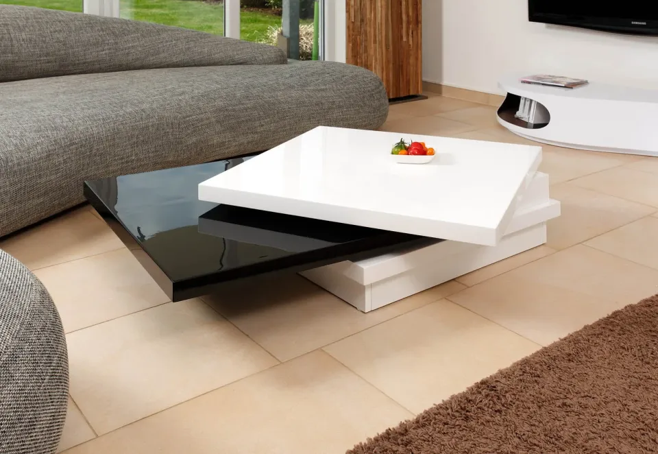salontafel Gina hoogglans wit en zwart, foto 3
