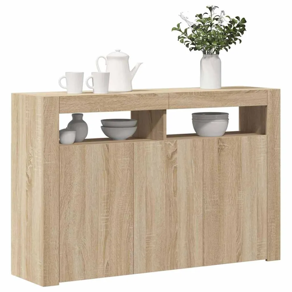 vidaXL Dressoir met LED-verlichting 115,5x30x75 cm sonoma eikenkleur, foto 3