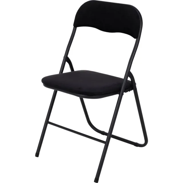 Infinity Goods Klapstoel - Vouwstoel - Fluweel - Eettafelstoel - Opklapbare Stoel - 43 x 47 x 80 CM - Stoel - Zwart 1 Zwarte stoel