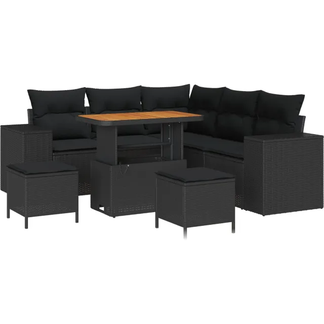 vidaXL Tuin Sofa Set 8 st Zwart poly rattan