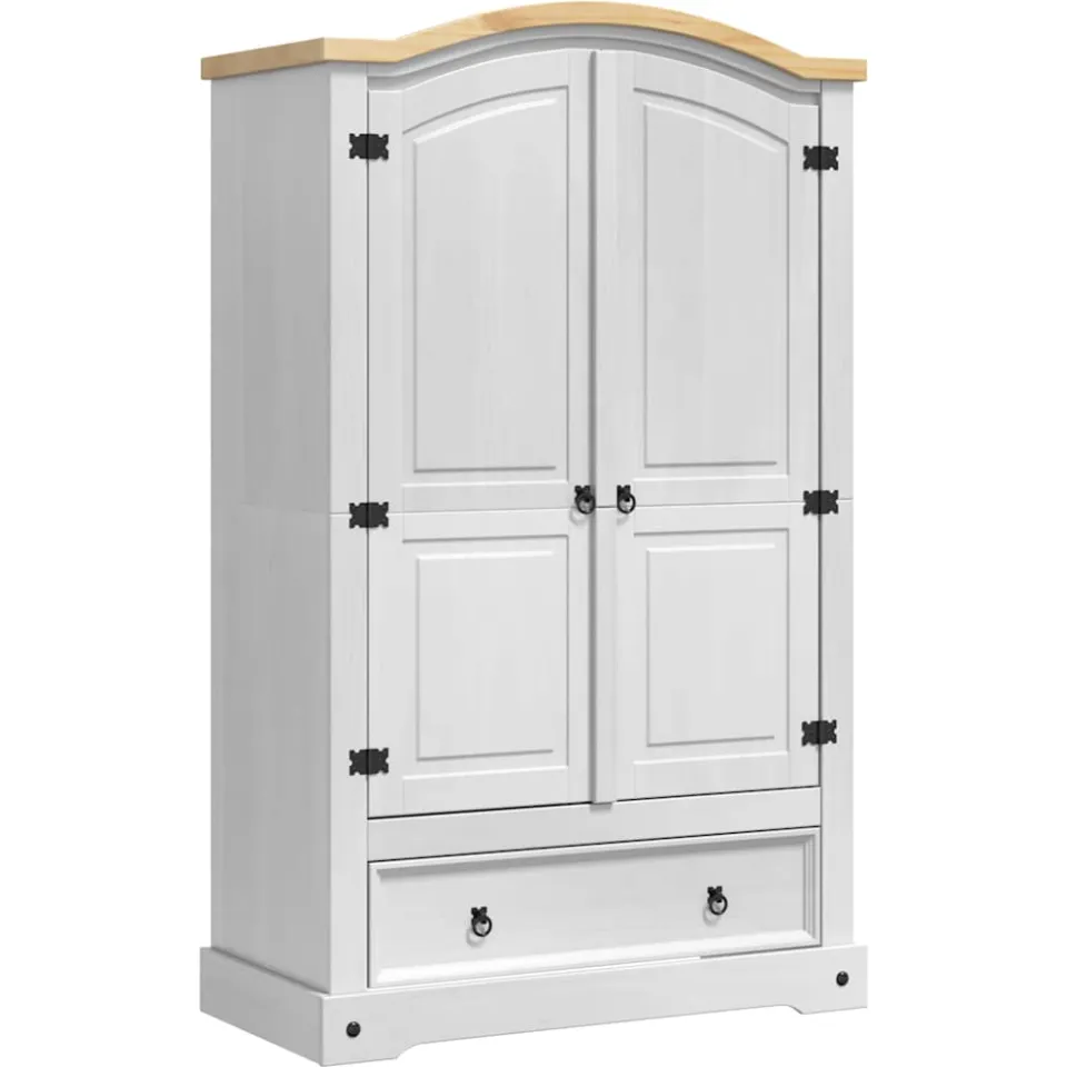 vidaXL Kledingkast CORONA Wit 101 x 52 x 170 cm Massief grenenhout
