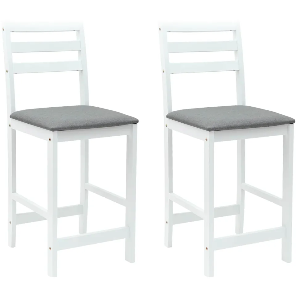 vidaXL Eettafelstoelen 2 st Massief Rubberhout Wit 40 x 47,5 x 99,5 cm