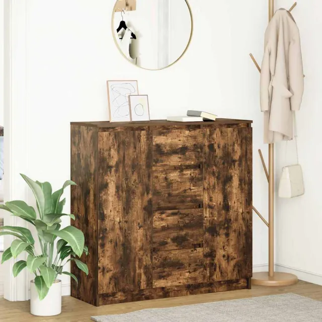 vidaXL Dressoir met lades 100,5x35x98,5cm spaanplaat gerookt eikenhout, foto 2