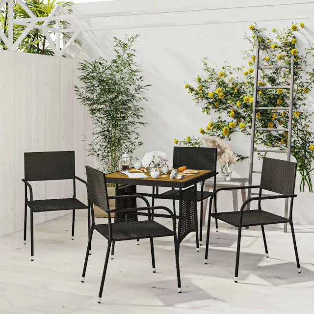 vidaXL 5-delige Tuinset poly rattan zwart, foto 2