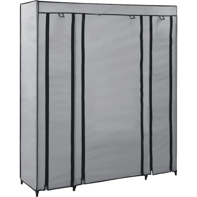 vidaXL Kledingkast met vakken en stangen 150x45x176 cm stof grijs