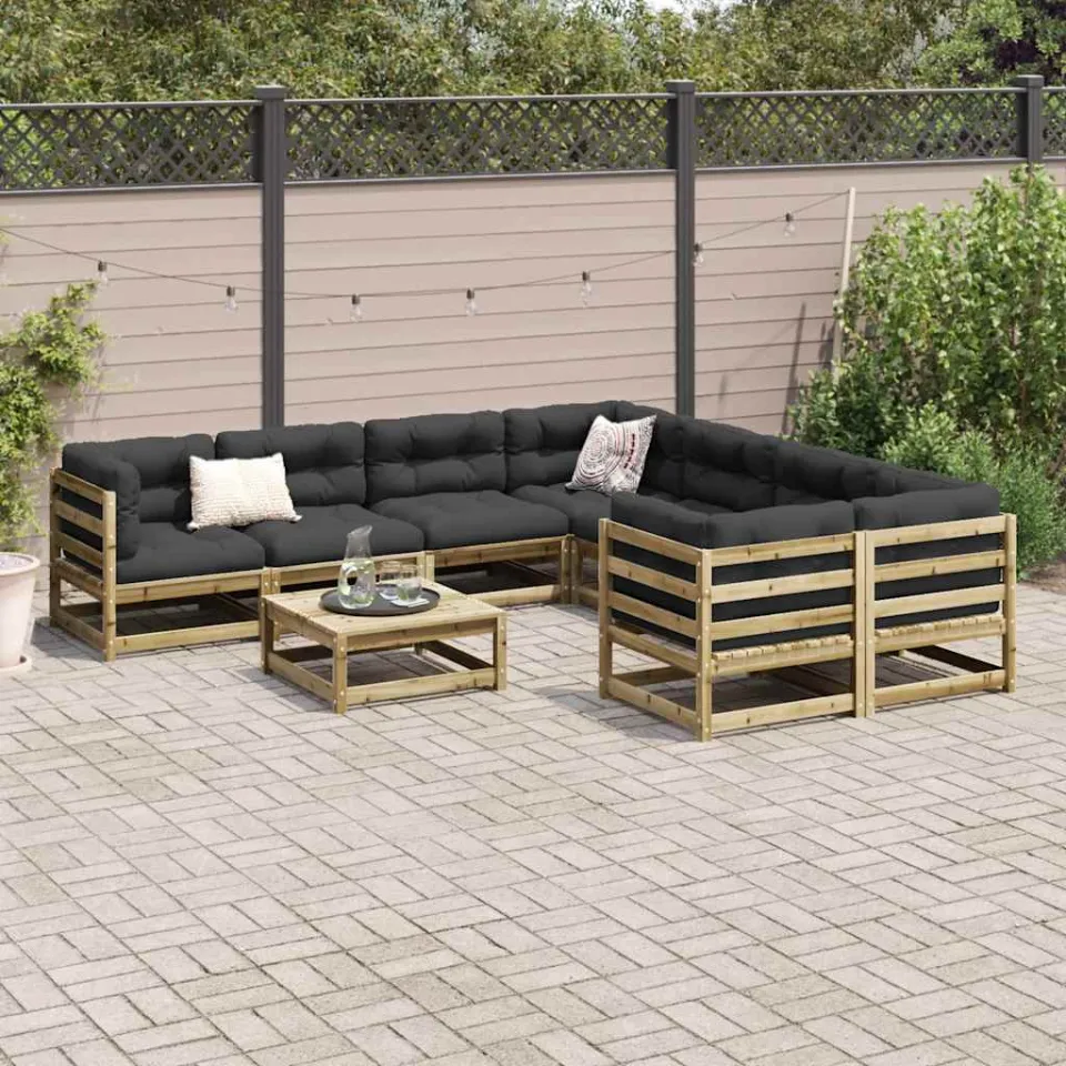 vidaXL 9-delige Loungeset geïmpregneerd grenenhout bruin, foto 3