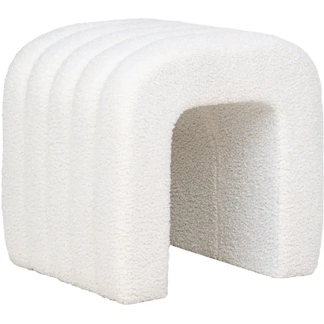 Nest of Nora Poef - Teddy 42x41x36 cm - Wit Voetenbank