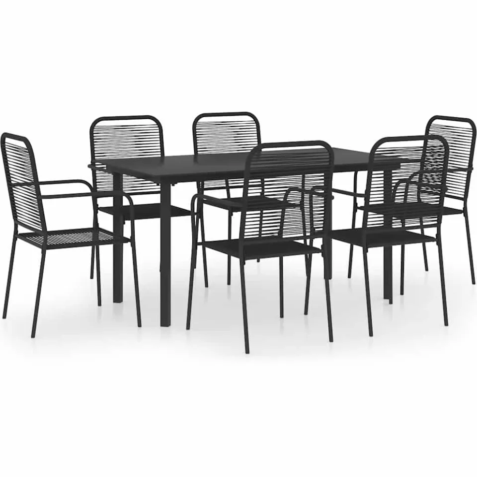vidaXL 7-delige Tuinset glas en staal zwart, foto 3
