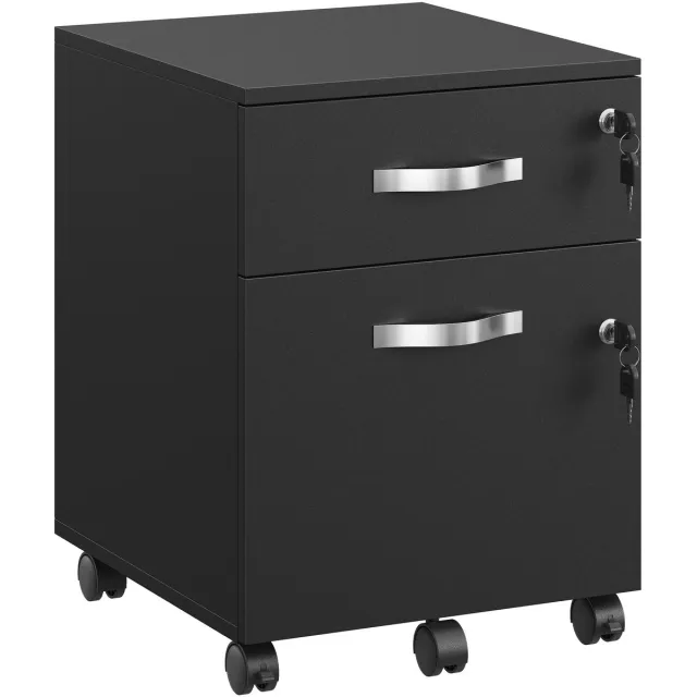 ITRONIQ Mobiele Archiefkast Met Slot - Rolcontainer Met 2 Afsluitbare Lades - Dossierkast Op Wielen Voor Kantoor - Zwart