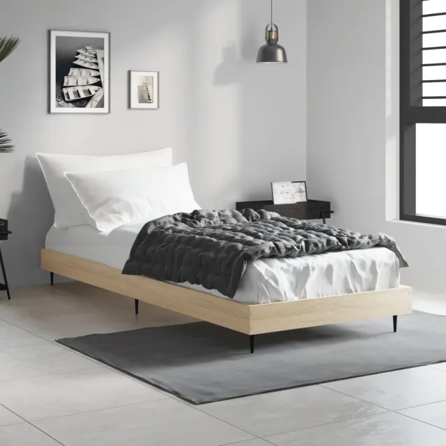 vidaXL Bedframe zonder matras hout sonoma eikenkleurig 75x190 cm Bruin