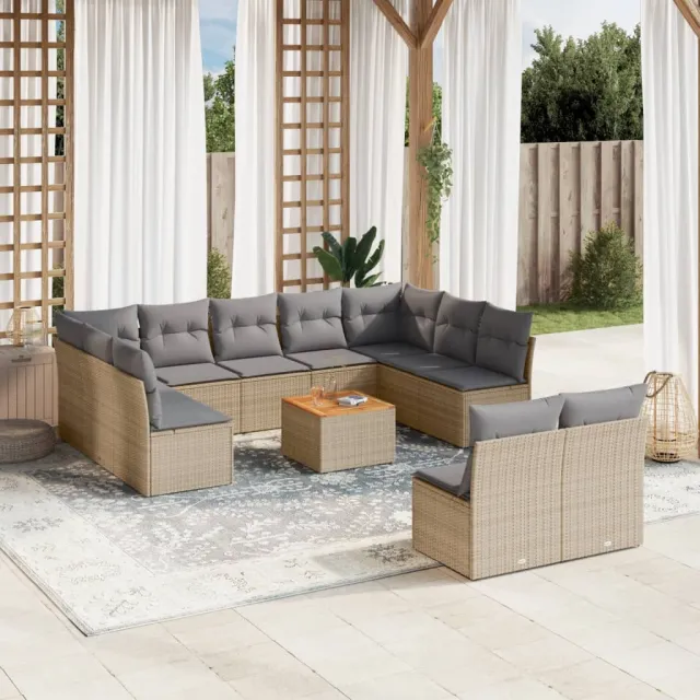 vidaXL Patio Sofa Set 11-zits Mix Beige en Lichtgrijs, foto 2