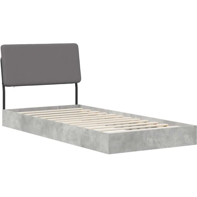 vidaXL Eenpersoonsbed met hoofdbord Betongrijs 75 x 190 cm