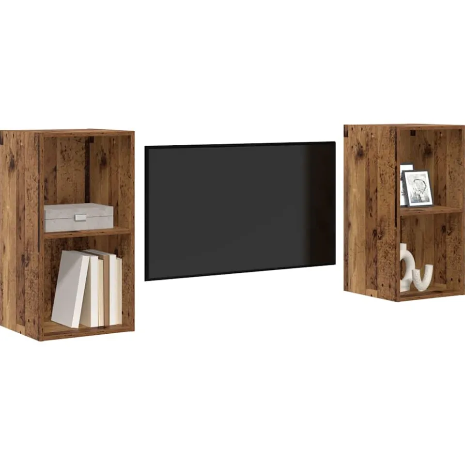vidaXL Tv-meubelset 2 st 37 x 37 x 72 cm Oud Hout bruin, foto 3