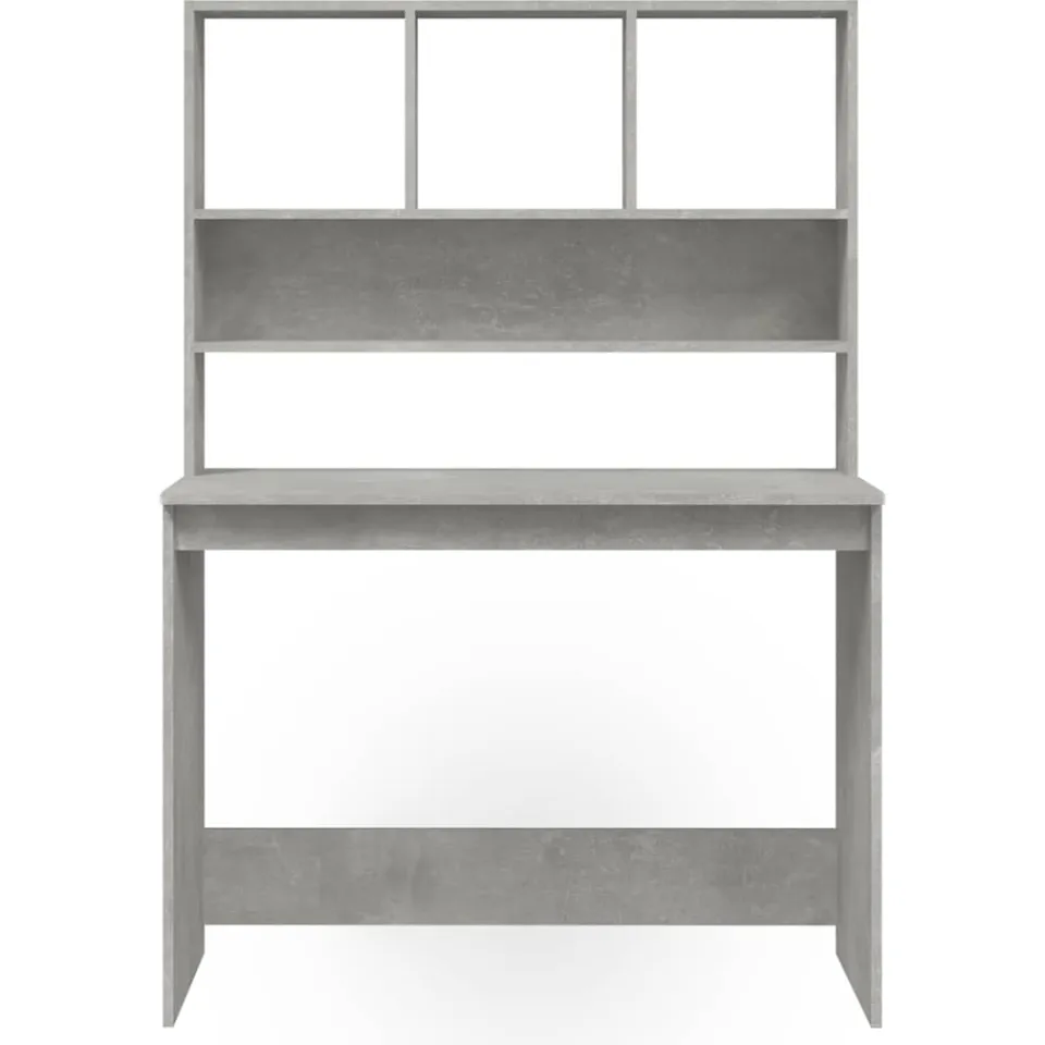 vidaXL Bureau met schappen 102x45x148 cm bewerkt hout betongrijs grijs, foto 4
