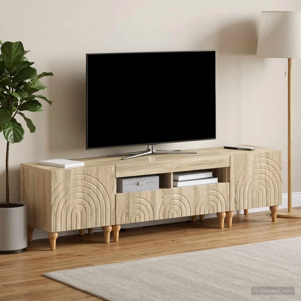 vidaXL 3-delige LED TV-kast Sonoma Eiken Bewerkt hout, foto 3