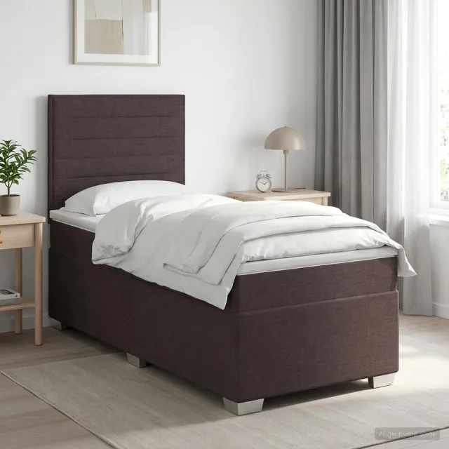 vidaXL Boxspringbed met matras Donkerbruin 100 x 200 cm Stof