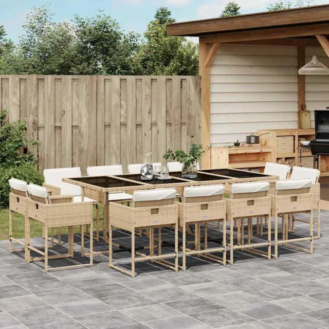 vidaXL 13-delige Tuinset met kussens poly rattan beige, foto 2