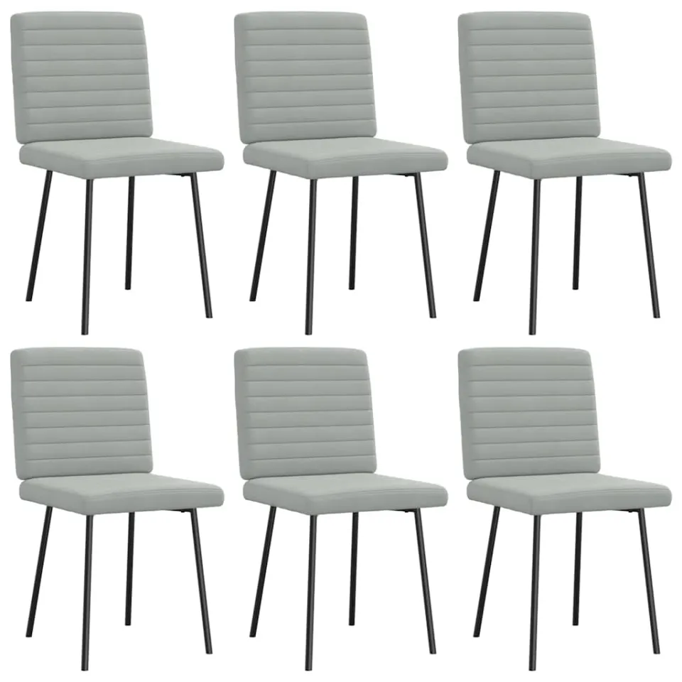 vidaXL Eetkamerstoelen 6 st fluweel lichtgrijs grijs, foto 3