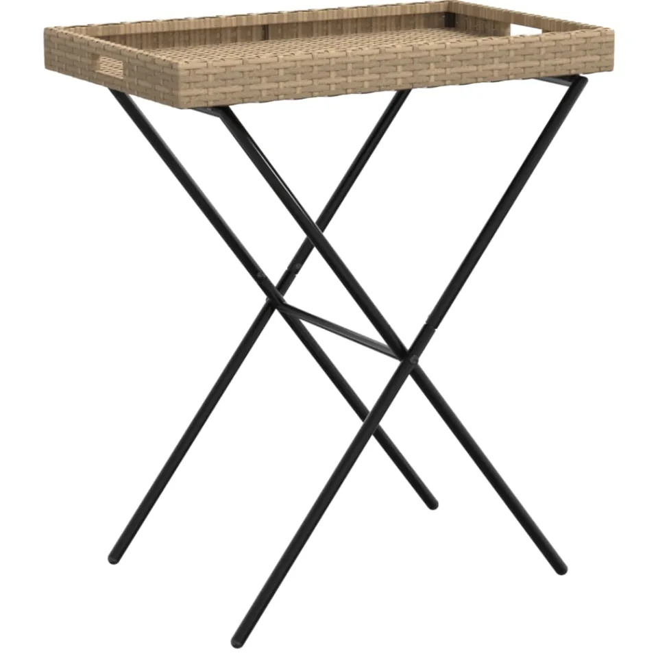 vidaXL Dienbladtafel inklapbaar 65x40x75 cm poly rattan beige