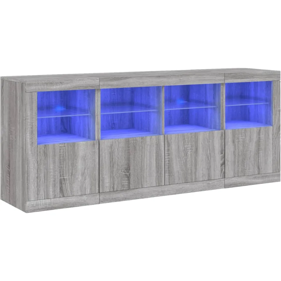 vidaXL Dressoir met LED-verlichting 163x37x67 cm grijs sonoma eiken