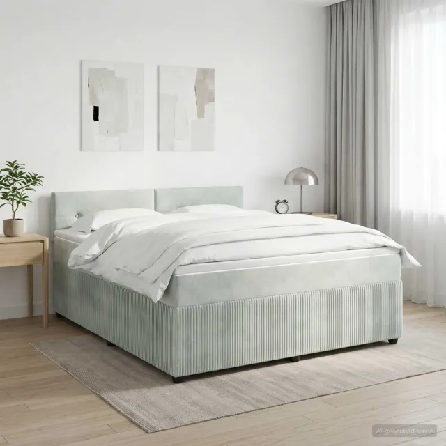 vidaXL Boxspringbed met matras Lichtgrijs 140 x 190 cm Fluweel Groen