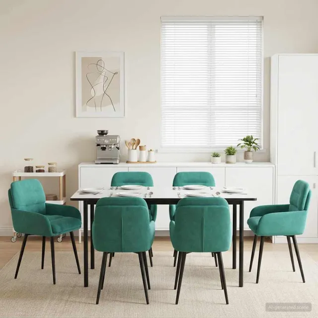 vidaXL Eettafelstoelen 6 st fluweel Turquoise 59 x 59,5 x 90 cm