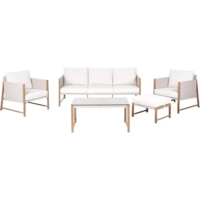 Beliani NOLA - Loungeset 5-zits - Beige - Aluminium
