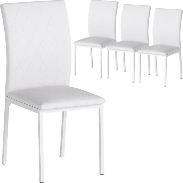 Homcom Eetkamerstoel - Polyvinylchloride - 50x41x91cm - Wit