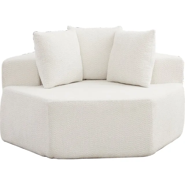 HAUSS SPOLE Fauteuil - Modulaire Zeshoekige Loungestoel - Met 3 Kussens En Flexibele Opstelling - Voor Woonkamer Of Lounge - Chenille Beige