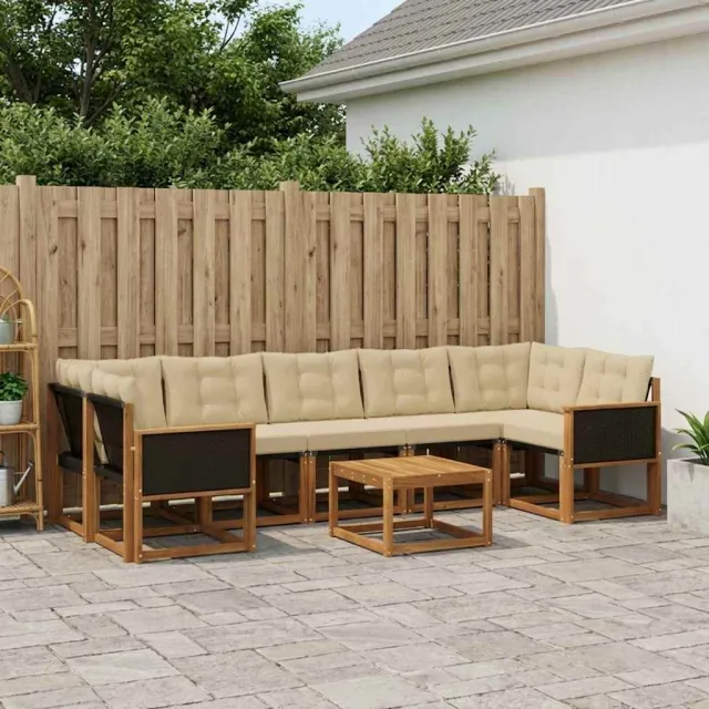vidaXL Buiten bankenset 8 st 7-zits Natuurlijk en Beige