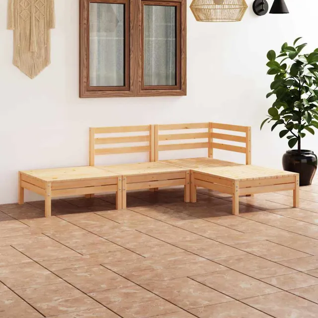 vidaXL 4-delige Loungeset massief grenenhout bruin, foto 2