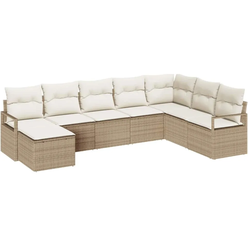vidaXL Bankstel 8 st Beige poly rattan