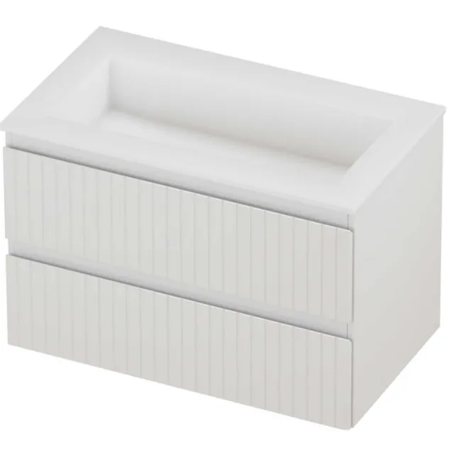Proline Aristo Badmeubelset Polystone Elegant Gefreesd 80x46x54 cm Mat White Glans Wit