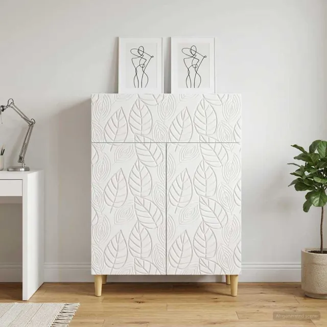 vidaXL Dressoir Hoogglans Wit 66 x 34,5 x 90 cm Bewerkt hout