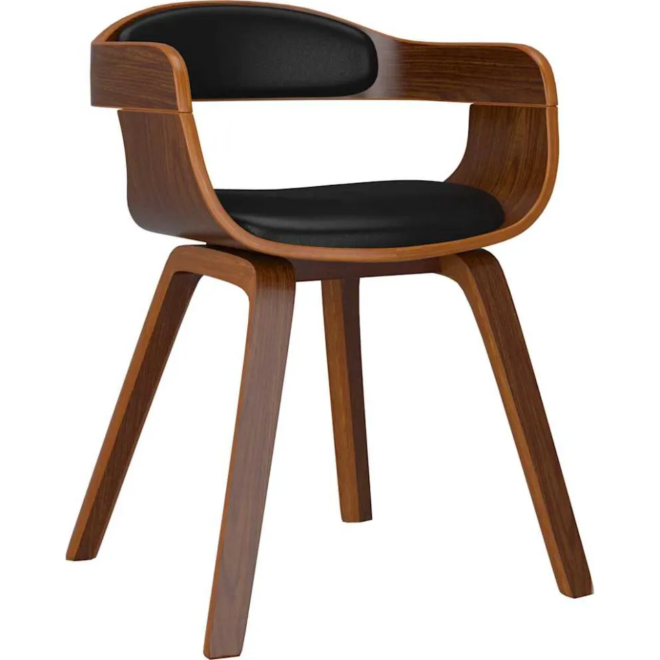 vidaXL Eetkamerstoelen 6 st gebogen hout en kunstleer zwart