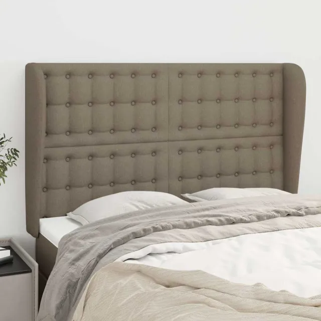 vidaXL Hoofdbord met randen 147x23x118/128 cm stof taupe