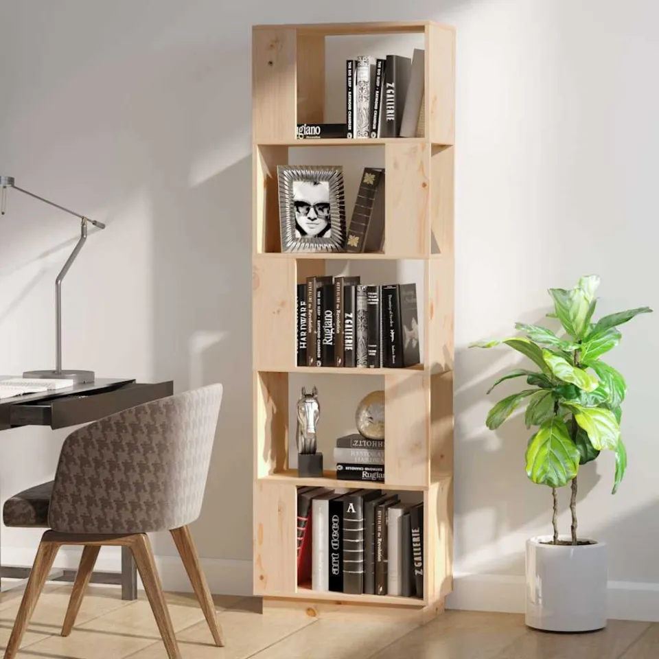 vidaXL Boekenkast/kamerscherm 51x25x163,5 cm massief grenenhout bruin, foto 3