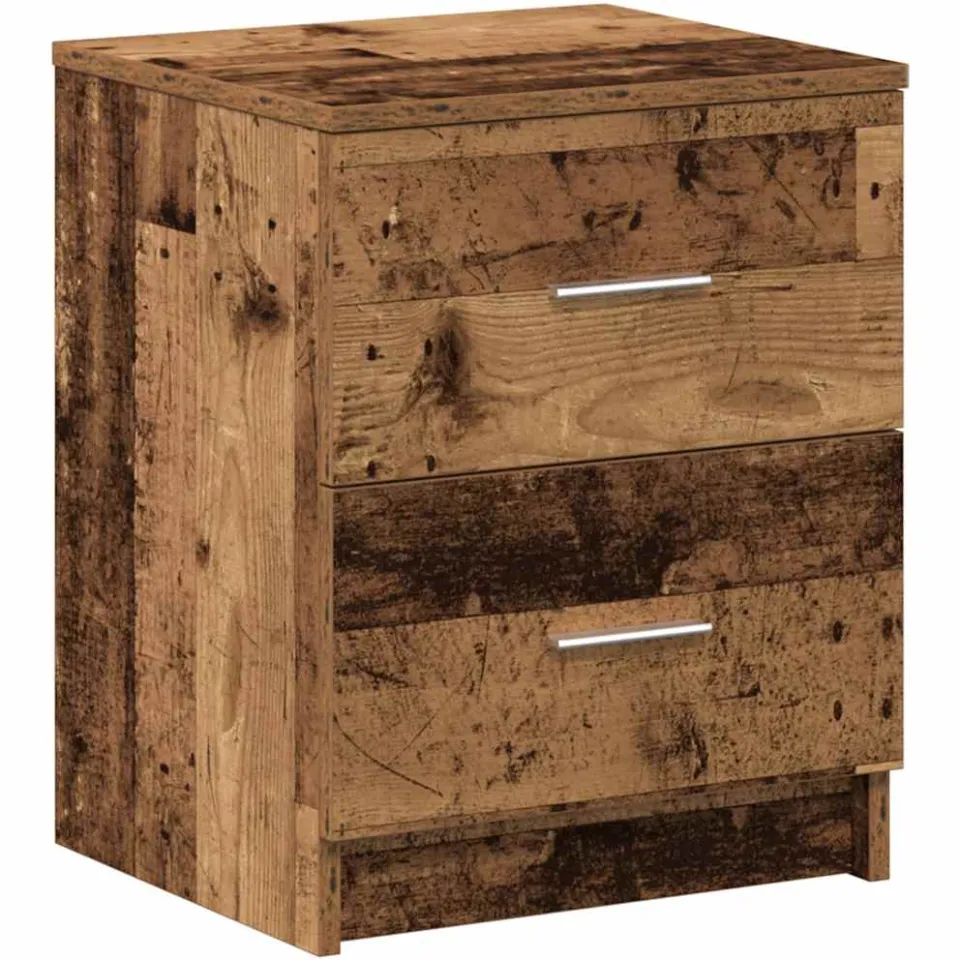 vidaXL Nachtkastje met 2 lades 40x36x50 cm oud houtkleurig grijs, foto 3