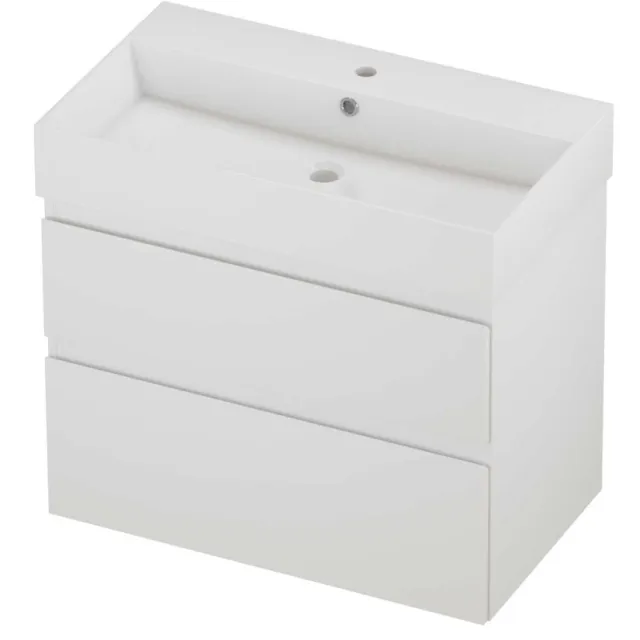 Proline Zara Badmeubelset Porselein Loft 1 Kraangat Asymmetrisch 80x46x73 cm Glans Wit Mat Wit