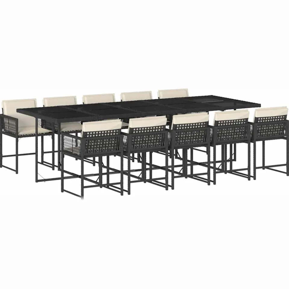 vidaXL 11-delige Tuinset met kussens poly rattan zwart, foto 4
