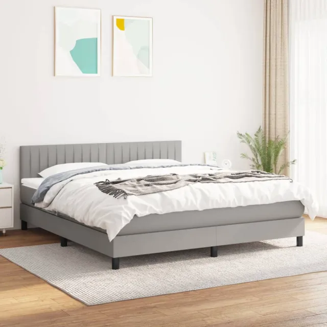 vidaXL Boxspring met matras stof lichtgrijs 160x200 cm grijs