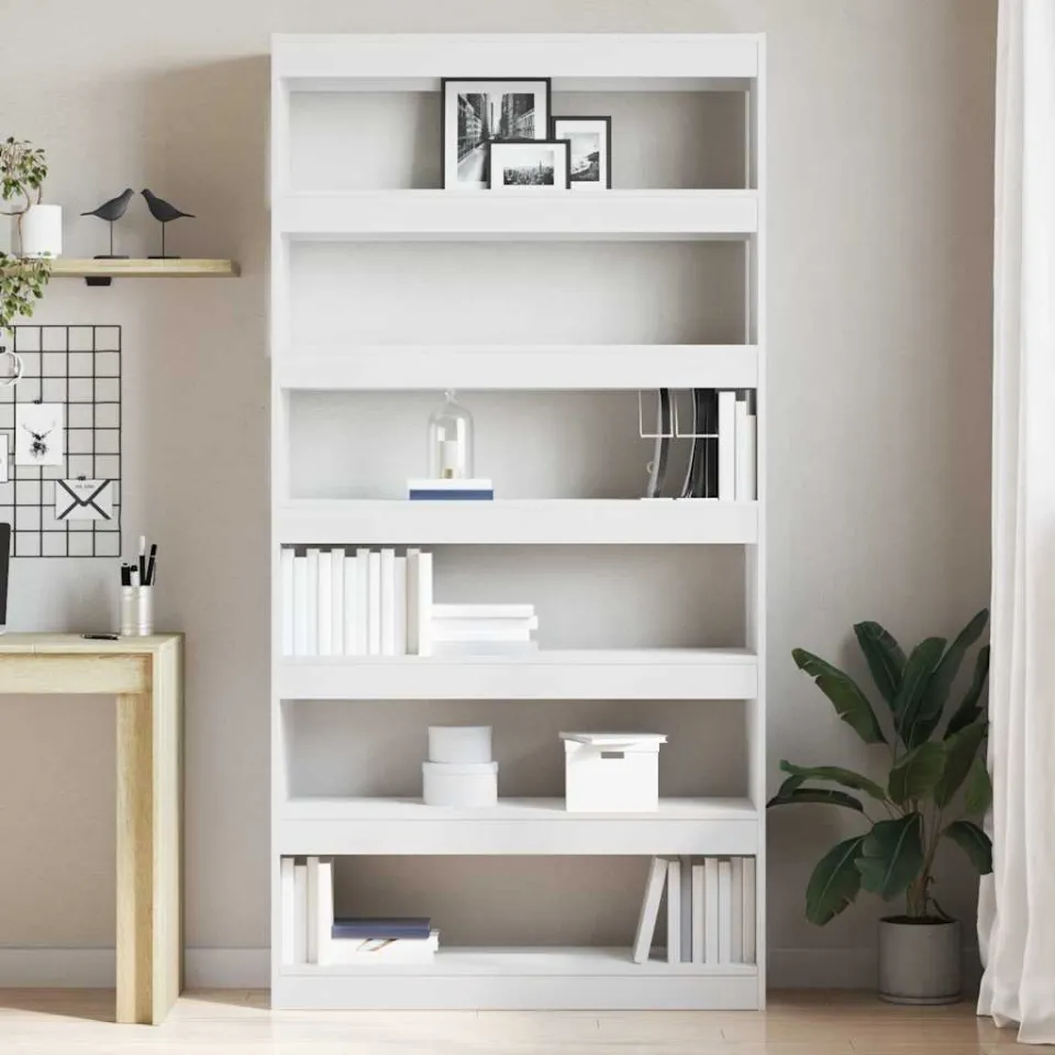 vidaXL Boekenkast 6-laags 100 x 30 x 198 cm Bewerkt hout Wit, foto 4