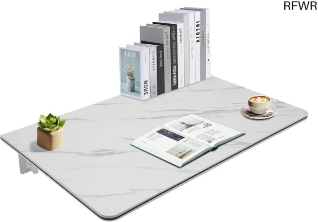 RFWR Inklapbare Wandtafel voor Keuken en Werkplaats - Ruimtebesparend, 30 kg Draagvermogen, MDF en Metaal, Wit, 80 x 50 cm