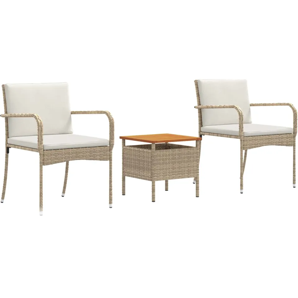 vidaXL Tuinset Beige poly rattan