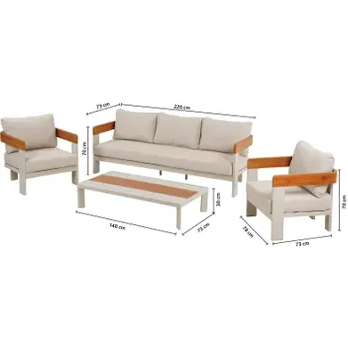 Central Park - Praxis Eigen Merk Central Park Loungeset Naxos - Aluminium/polyester - Beige - 5 Personen, foto 2