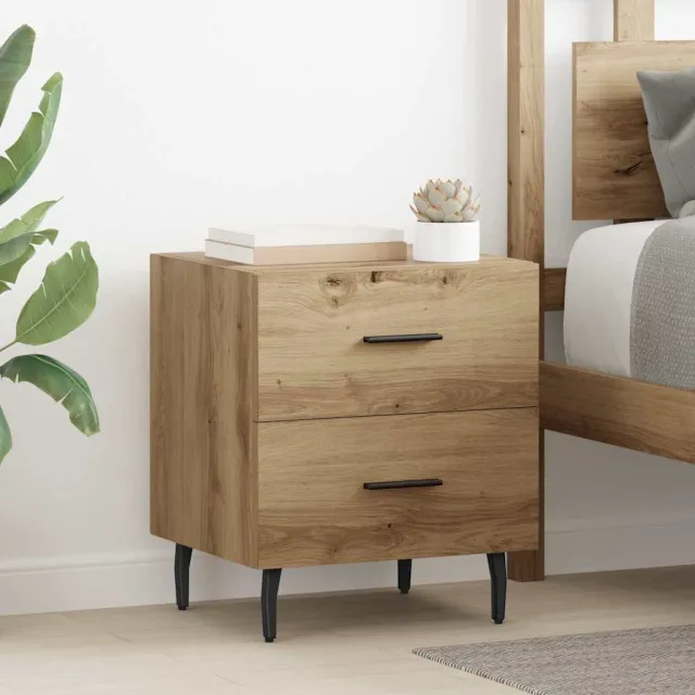 vidaXL Nachtkastje Artisan Eiken 40 x 35 x 47,5 cm Bewerkt hout Bruin