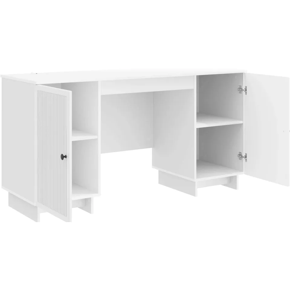 vidaXL Bureau Hoogglans Wit Bewerkt hout 142,5 x 50 x 75 cm, foto 3