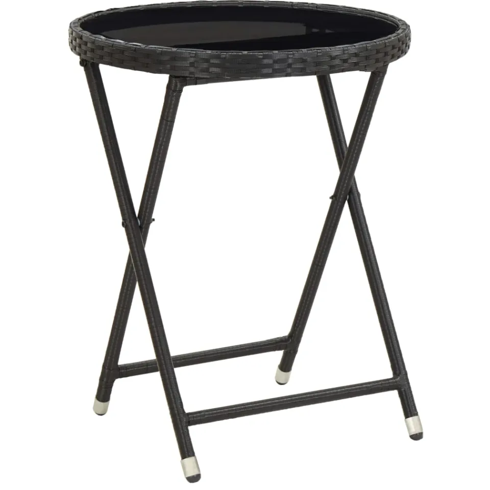 vidaXL 3-delige Bistroset met kussens poly rattan en glas zwart, foto 4