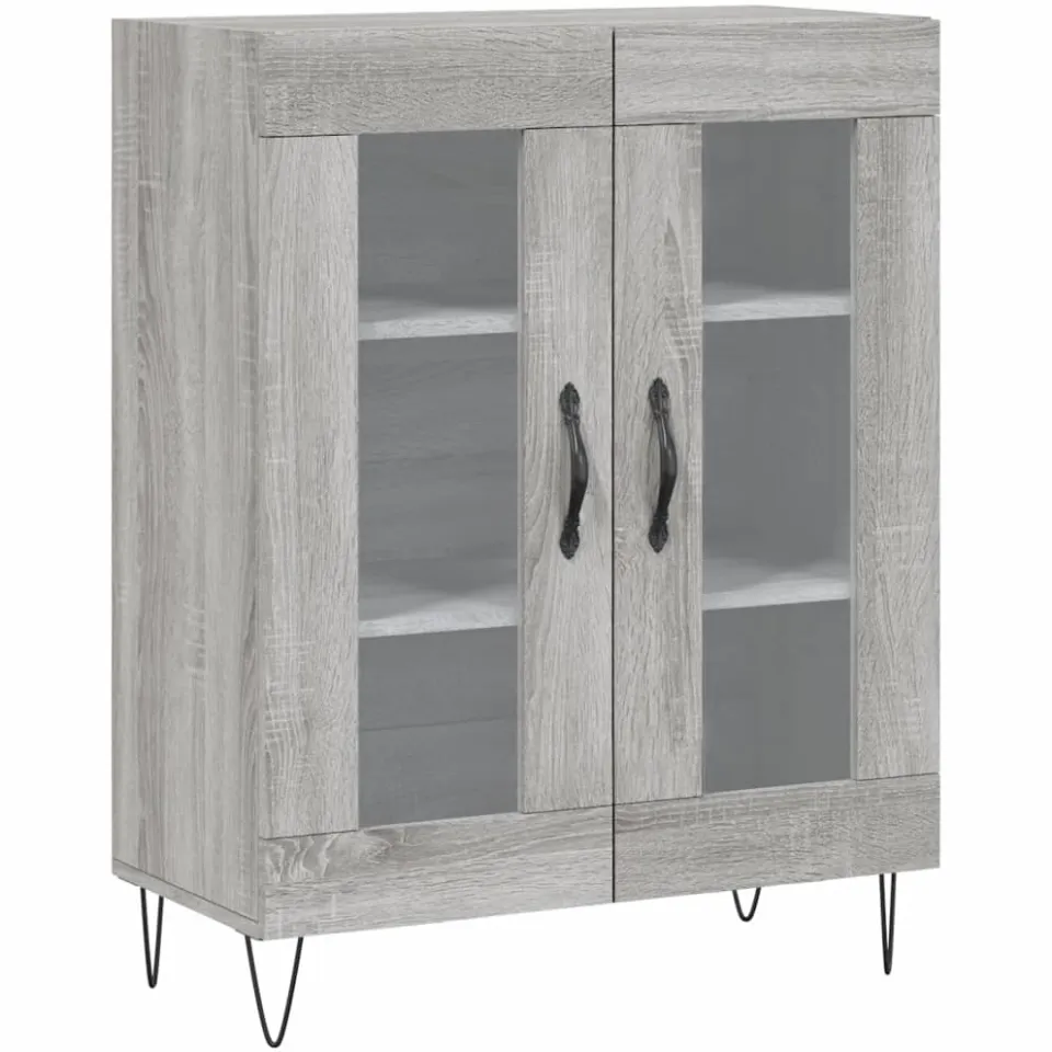 vidaXL Dressoir 69,5x34x90 cm bewerkt hout grijs sonoma eikenkleurig, foto 3