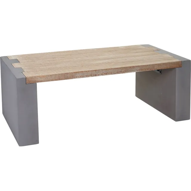 MCW Salontafel MCW-A15, woonkamertafel, betonlook dennenhout rustiek massief MVG-gecertificeerd 46x122x60cm bruin